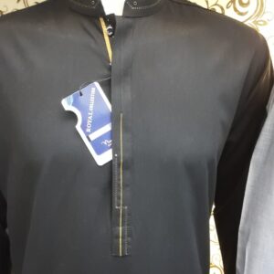Black Shalwar Kameez with Golden Collar